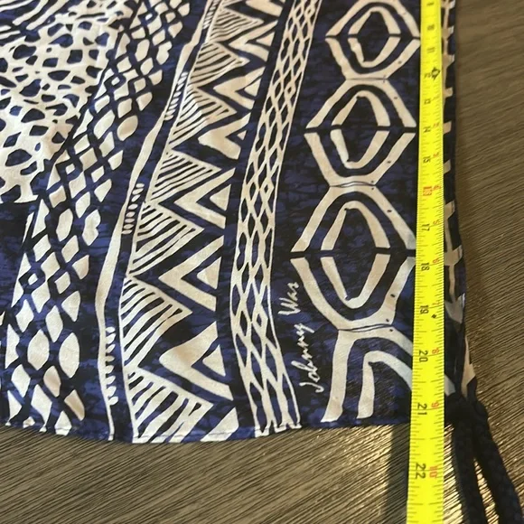 JOHNNY WAS Blue and White Patterned Scarf - Picture 7 of 7